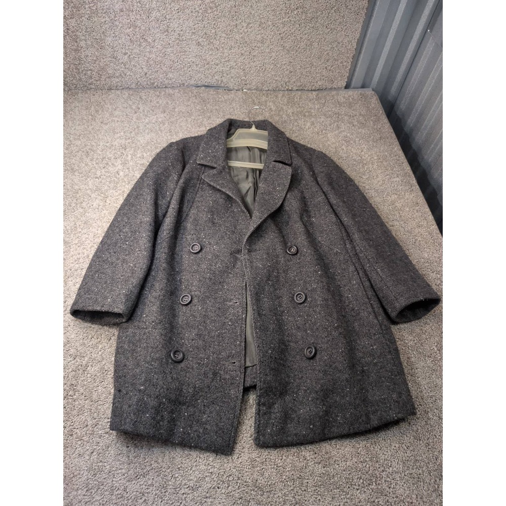 Lanificio G.B. Conte Schio Wool Double Breasted Pea Coat Gray Tweed Womens 12